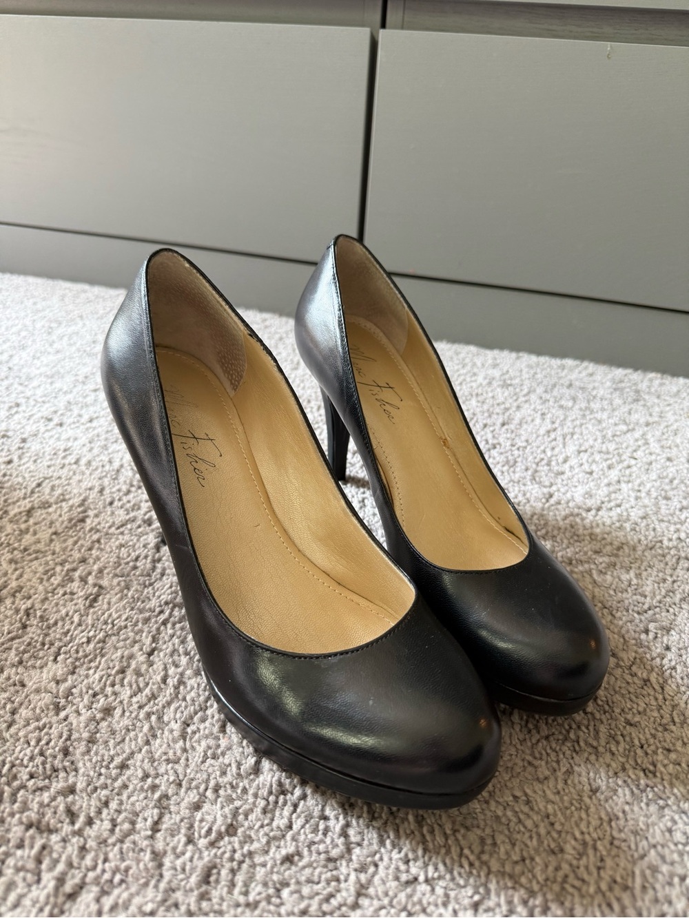 Marc Fisher Classic Black Leather High Heel Pumps